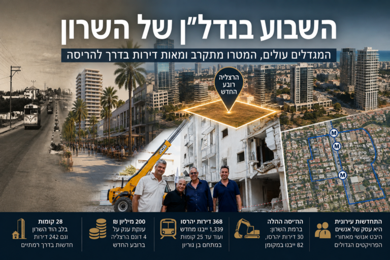 השבוע בנדל״ן של השרון: המגדלים עולים, המטרו מתקרב ומאות דירות בדרך להריסה