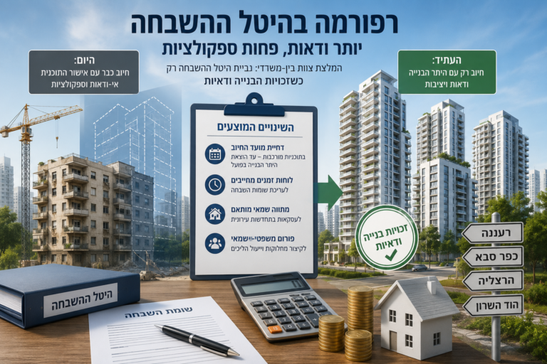 סוף לשומות על הנייר? הרפורמה שעשויה לשנות את ההתחדשות העירונית בשרון