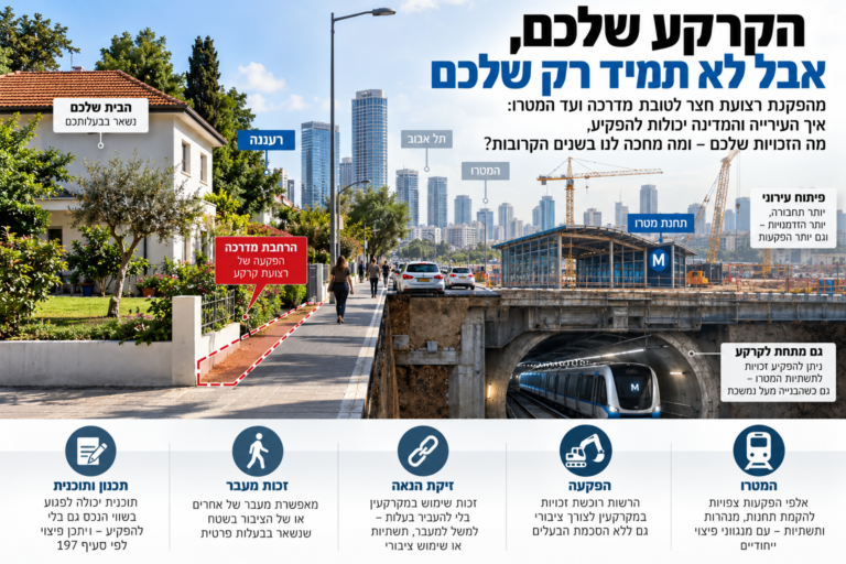 הקרקע שלכם, אבל לא תמיד רק שלכם: מתי העירייה והמדינה יכולות להפקיע – ומה יקרה עם המטרו?